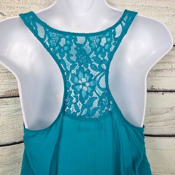 Aéropostale S Teal Blue Lace Front Tank Top - Picture 5 of 7